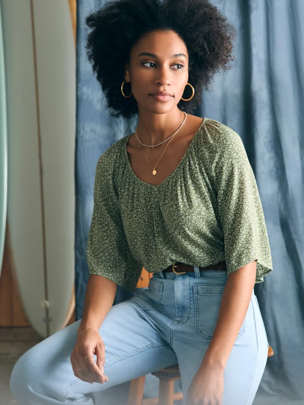 Shirts & Tops | Faherty Brand Amira Top - Green Riverton Ditsy Floral