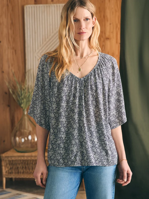 Shirts & Tops | Faherty Brand Amira Top - Navy Ditsy Floral