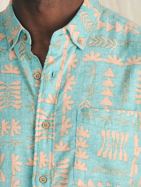 Shirts | Faherty Brand Anna Kahalekulu Short-Sleeve Breeze Shirt - Teal Naupaka