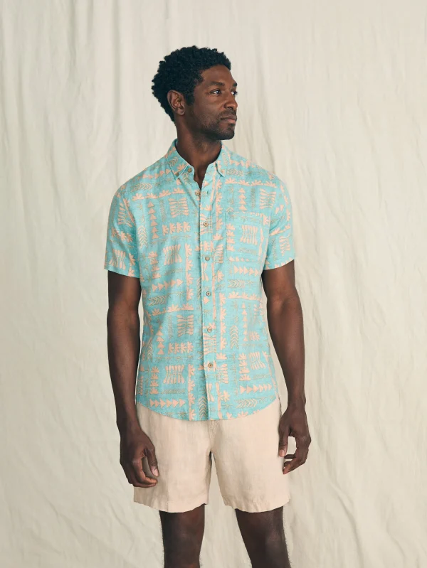 Shirts | Faherty Brand Anna Kahalekulu Short-Sleeve Breeze Shirt - Teal Naupaka