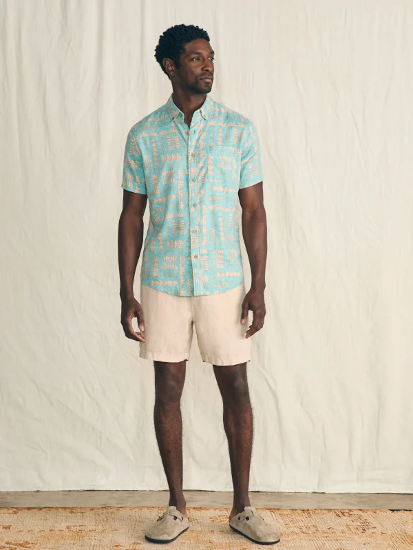 Shirts | Faherty Brand Anna Kahalekulu Short-Sleeve Breeze Shirt - Teal Naupaka