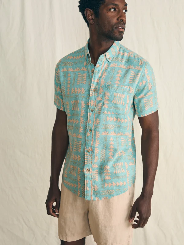 Shirts | Faherty Brand Anna Kahalekulu Short-Sleeve Breeze Shirt - Teal Naupaka