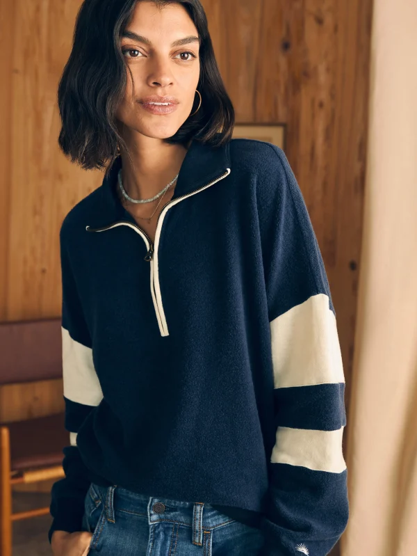 Hoodies & Sweatshirts | Faherty Brand Beach Fleece Quarter Zip - Navy Multi