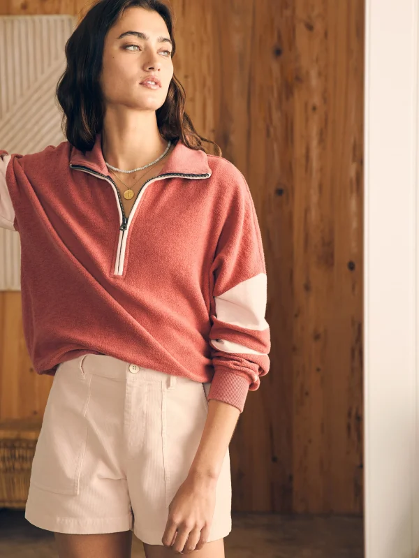 Hoodies & Sweatshirts | Faherty Brand Beach Fleece Quarter Zip - Kelly Pink Multi