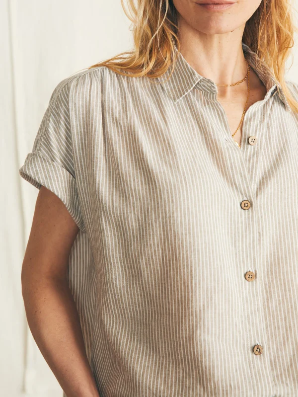 Shirts & Tops | Faherty Brand Breeze Shirt - Tan Petite Stripe