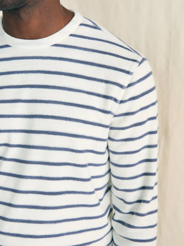 Hoodies & Sweatshirts | Faherty Brand Cabana Towel Terry Crewneck - Stormy Sky Breton Stripe