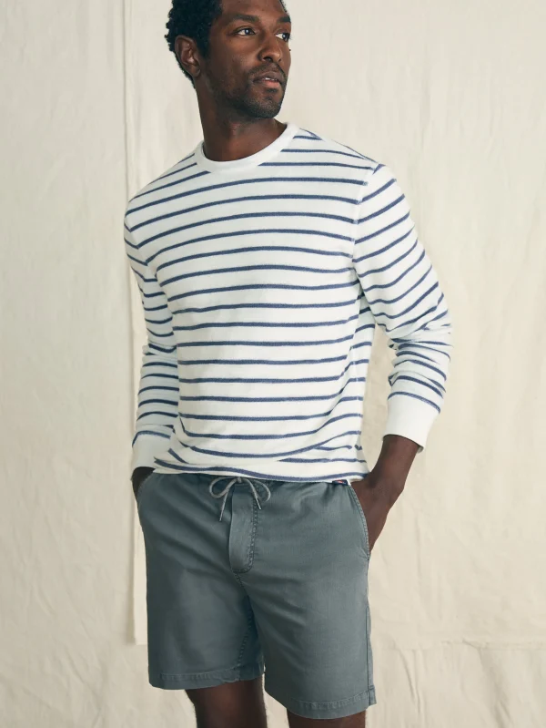 Hoodies & Sweatshirts | Faherty Brand Cabana Towel Terry Crewneck - Stormy Sky Breton Stripe