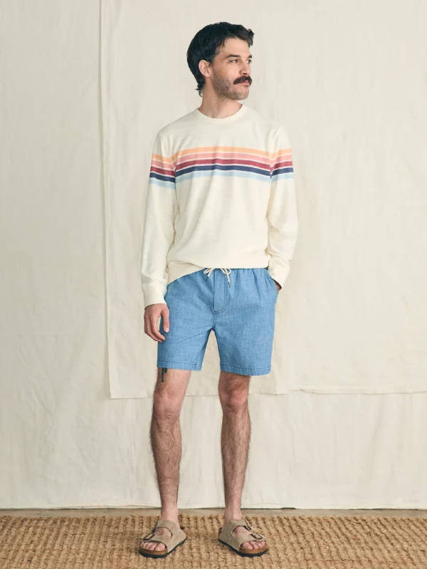 Hoodies & Sweatshirts | Faherty Brand Cabana Towel Terry Crewneck - Seacoast Skyline Stripe