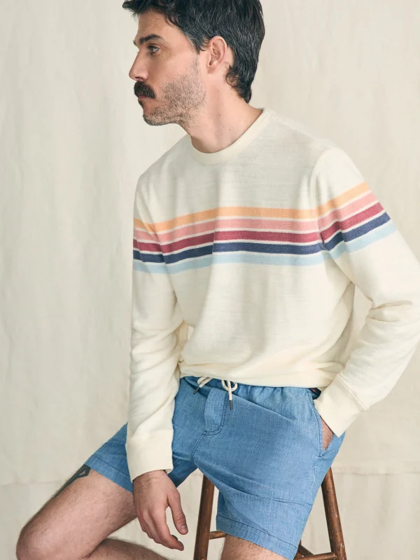 Hoodies & Sweatshirts | Faherty Brand Cabana Towel Terry Crewneck - Seacoast Skyline Stripe