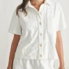 Shirts & Tops | Faherty Brand Cabana Towel Terry Short Sleeve Button Up - Tropic Fern Vintage White