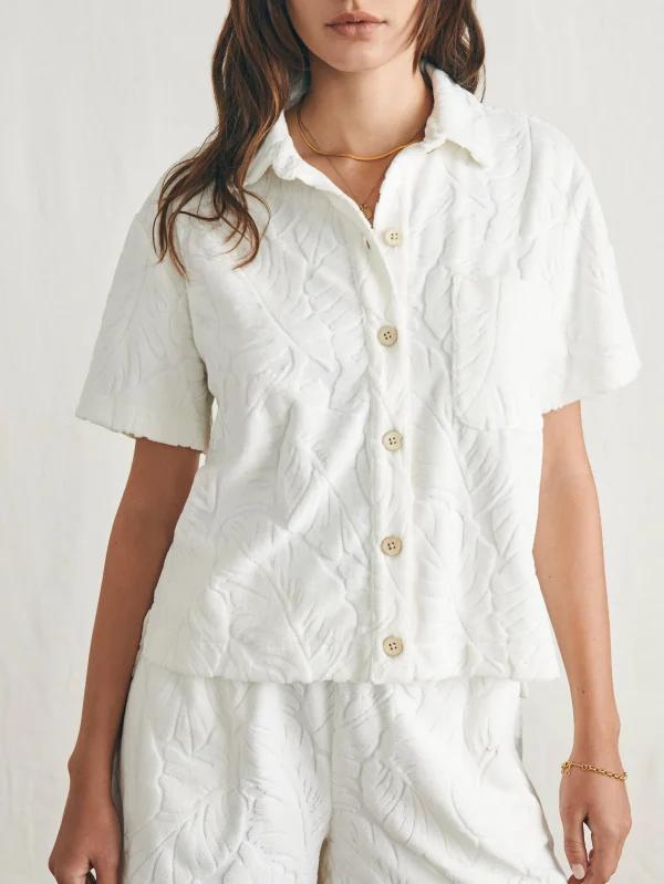 Shirts & Tops | Faherty Brand Cabana Towel Terry Short Sleeve Button Up - Tropic Fern Vintage White