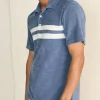 Polo Shirts | Faherty Brand Cabana Towel Terry Surf Stripe Polo Shirt - Stormy Sky