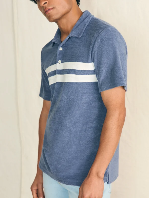 Polo Shirts | Faherty Brand Cabana Towel Terry Surf Stripe Polo Shirt - Stormy Sky