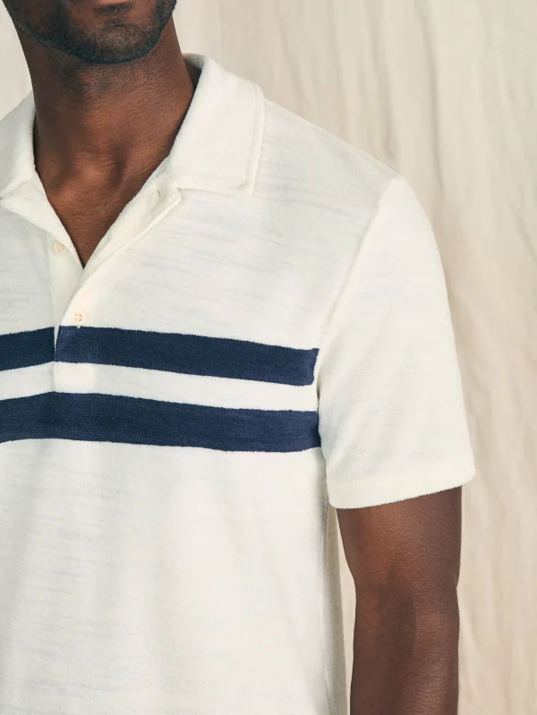 Polo Shirts | Faherty Brand Cabana Towel Terry Surf Stripe Polo Shirt - Ivory Storm