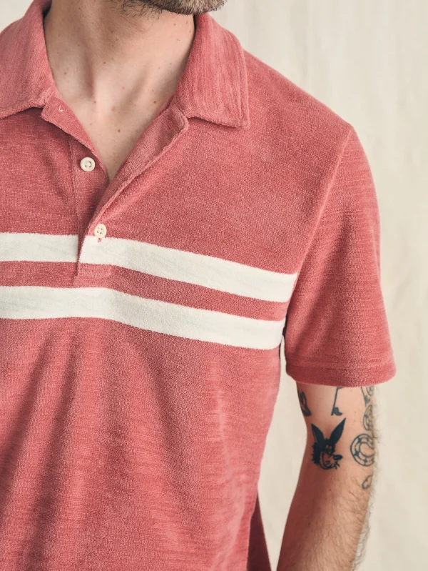 Polo Shirts | Faherty Brand Cabana Towel Terry Surf Stripe Polo Shirt - Faded Flag