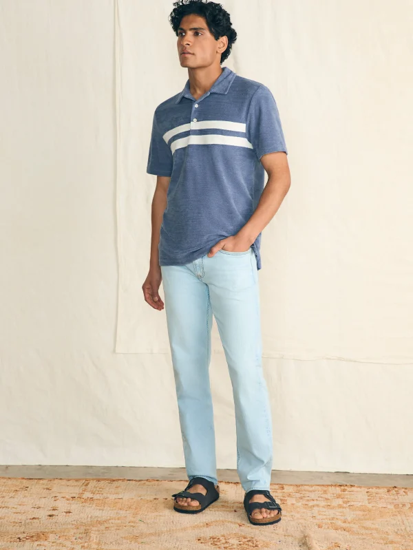 Polo Shirts | Faherty Brand Cabana Towel Terry Surf Stripe Polo Shirt - Stormy Sky