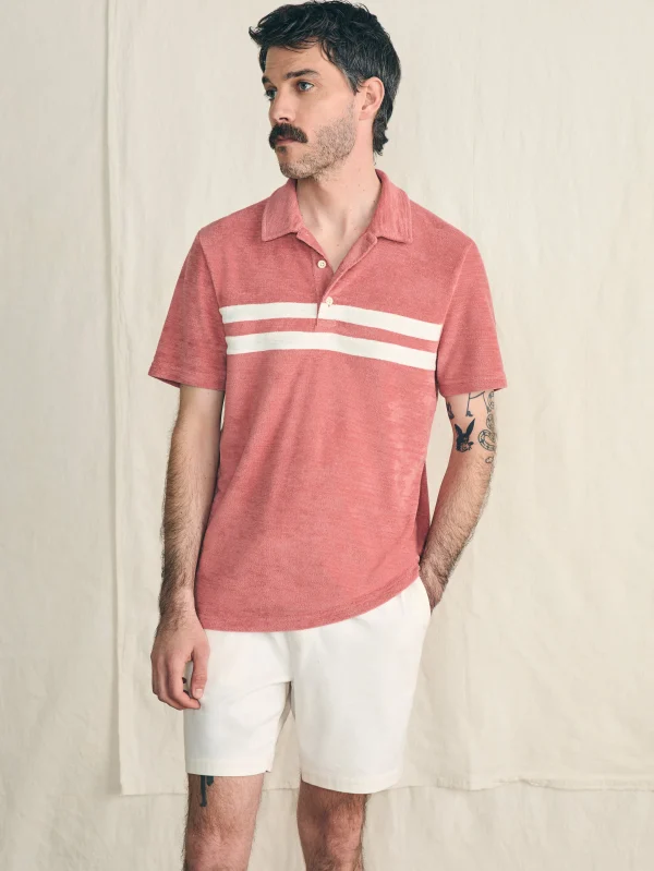 Polo Shirts | Faherty Brand Cabana Towel Terry Surf Stripe Polo Shirt - Faded Flag