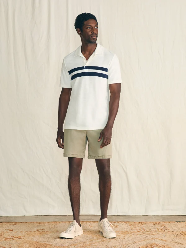 Polo Shirts | Faherty Brand Cabana Towel Terry Surf Stripe Polo Shirt - Ivory Storm