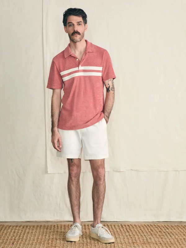 Polo Shirts | Faherty Brand Cabana Towel Terry Surf Stripe Polo Shirt - Faded Flag