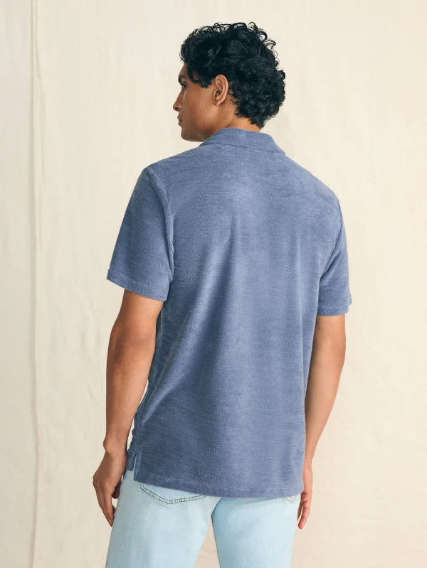 Polo Shirts | Faherty Brand Cabana Towel Terry Surf Stripe Polo Shirt - Stormy Sky