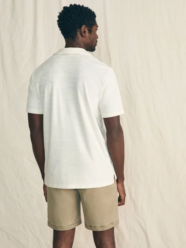 Polo Shirts | Faherty Brand Cabana Towel Terry Surf Stripe Polo Shirt - Ivory Storm