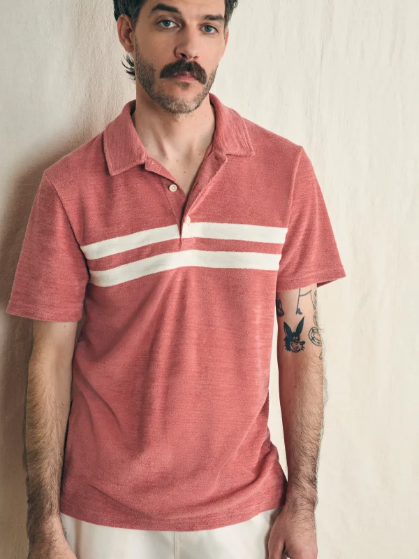 Polo Shirts | Faherty Brand Cabana Towel Terry Surf Stripe Polo Shirt - Faded Flag