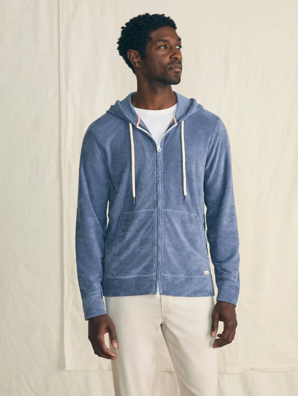 Hoodies & Sweatshirts | Faherty Brand Cabana Towel Terry Zip Hoodie - Stormy Sky