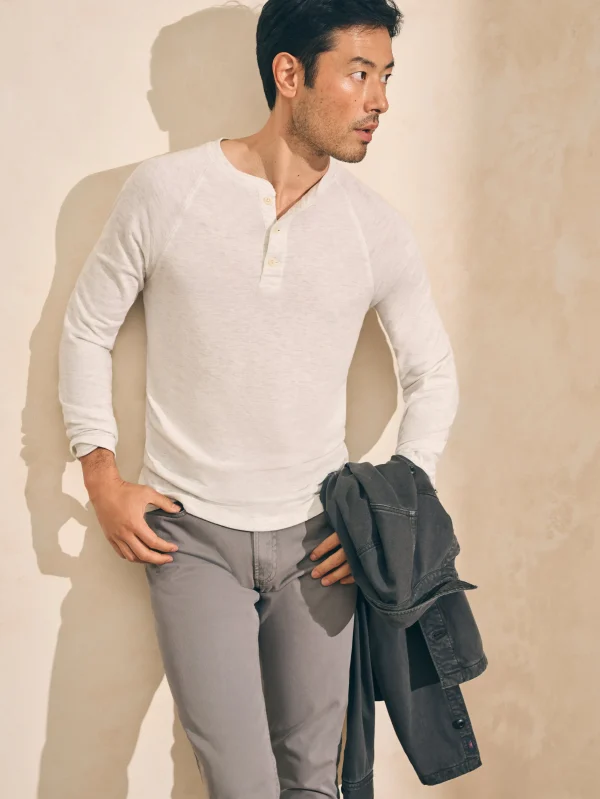 T-Shirts & Henleys | Faherty Brand Cloud Cotton Long-Sleeve Henley (Tall) - Ivory Heather