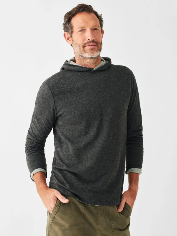 Hoodies & Sweatshirts | Faherty Brand Cloud Cotton Reversible Hoodie - Charcoal Heather Light Grey Heather