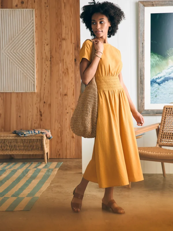 Dresses | Faherty Brand Coast To Coast Midi Dress - Honey Mustard