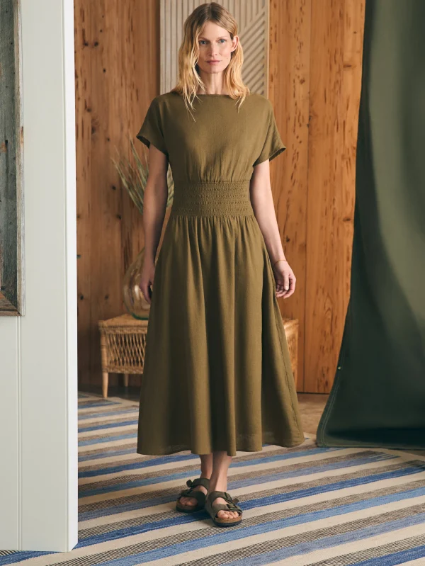 Dresses | Faherty Brand Coast To Coast Midi Dress - Military Olive