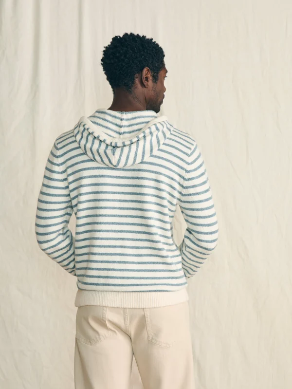 Sweaters | Hoodies & Sweatshirts | Faherty Brand Cove Sweater Hoodie - Ivory Chambray Stripe