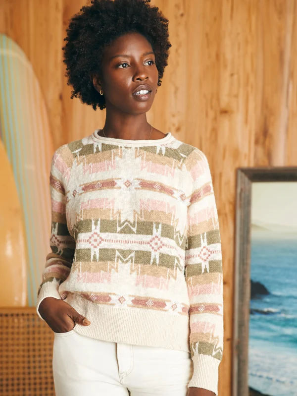 Sweaters | Faherty Brand Doug Good Feather Cotton Slub Pullover - Spring Desert Earth Fire