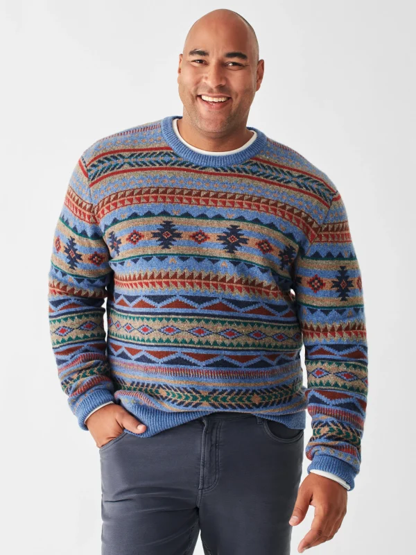 Sweaters | Faherty Brand Doug Good Feather Fair Isle Sweater - Blue Winter Night