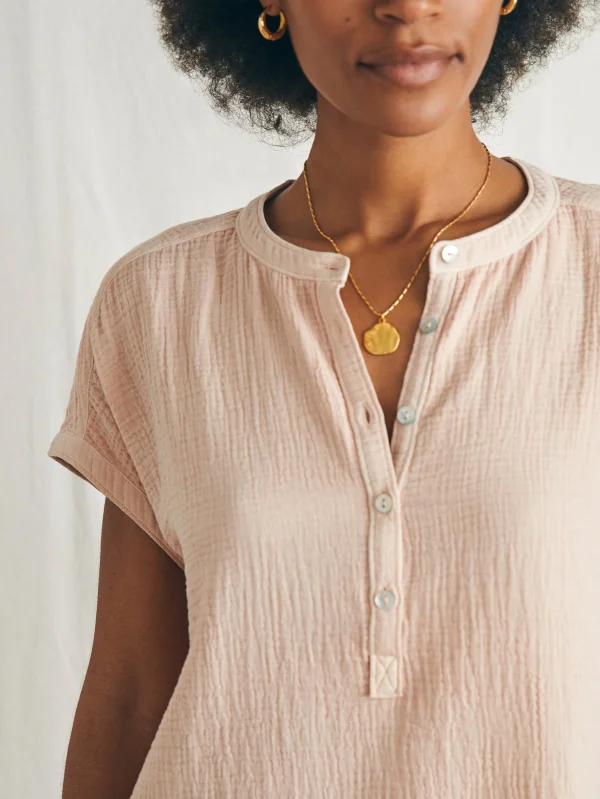 Shirts & Tops | Faherty Brand Dream Cotton Gauze Desmond Top - Peach Whip