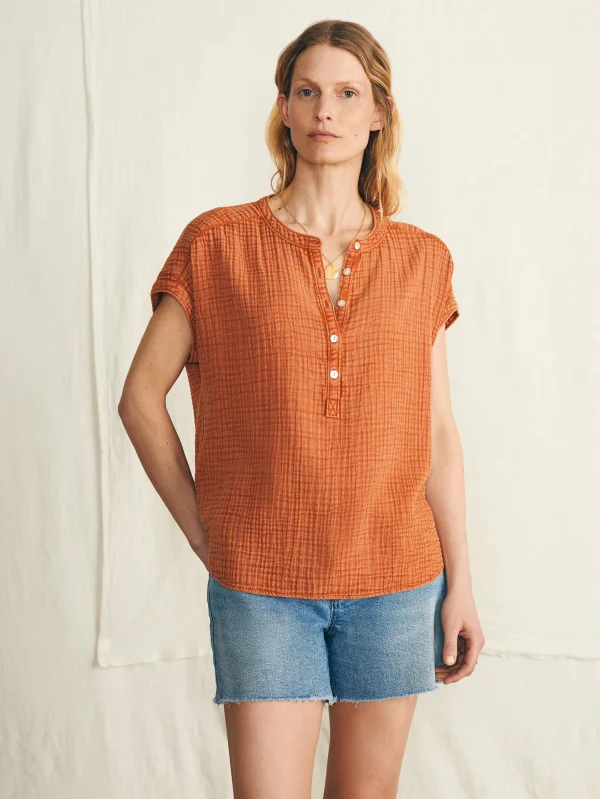 Shirts & Tops | Faherty Brand Dream Cotton Gauze Desmond Top - Bombay Brown