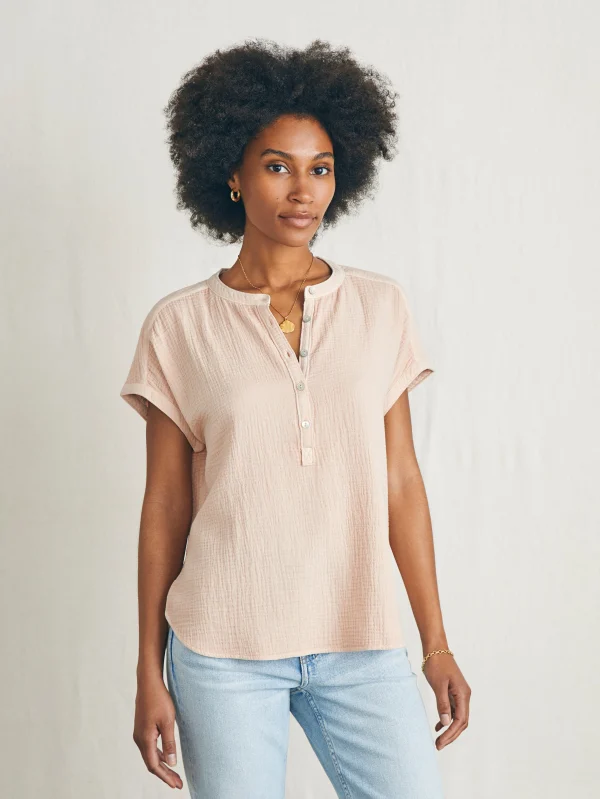 Shirts & Tops | Faherty Brand Dream Cotton Gauze Desmond Top - Peach Whip