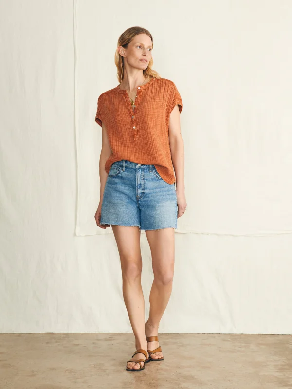 Shirts & Tops | Faherty Brand Dream Cotton Gauze Desmond Top - Bombay Brown