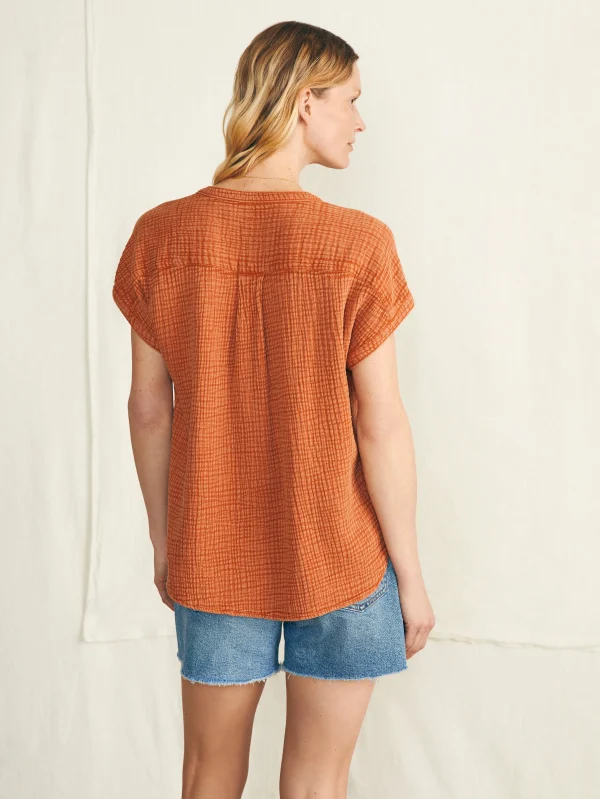 Shirts & Tops | Faherty Brand Dream Cotton Gauze Desmond Top - Bombay Brown