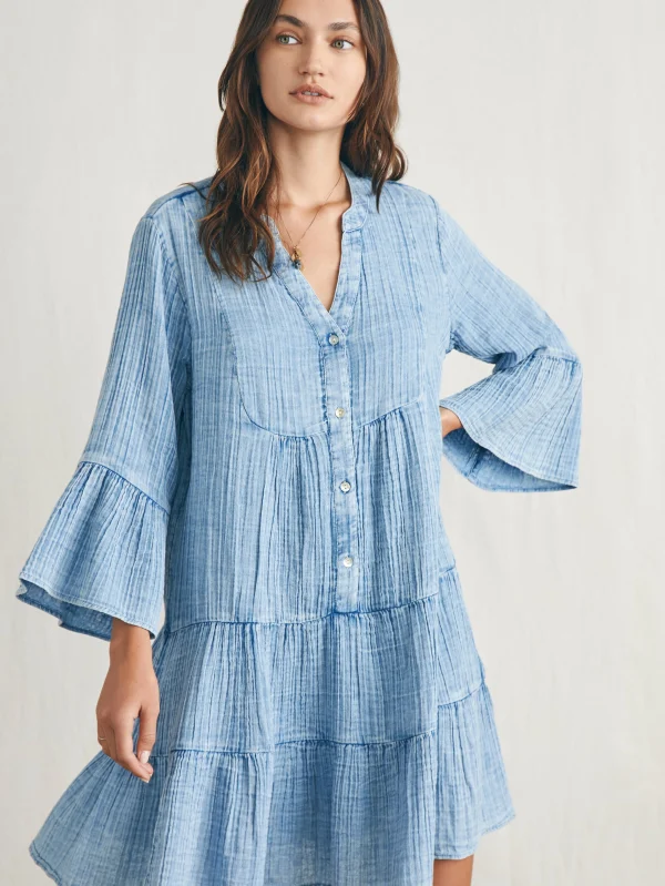 Dresses | Faherty Brand Dream Cotton Gauze Kasey Dress - Light Indigo Wash