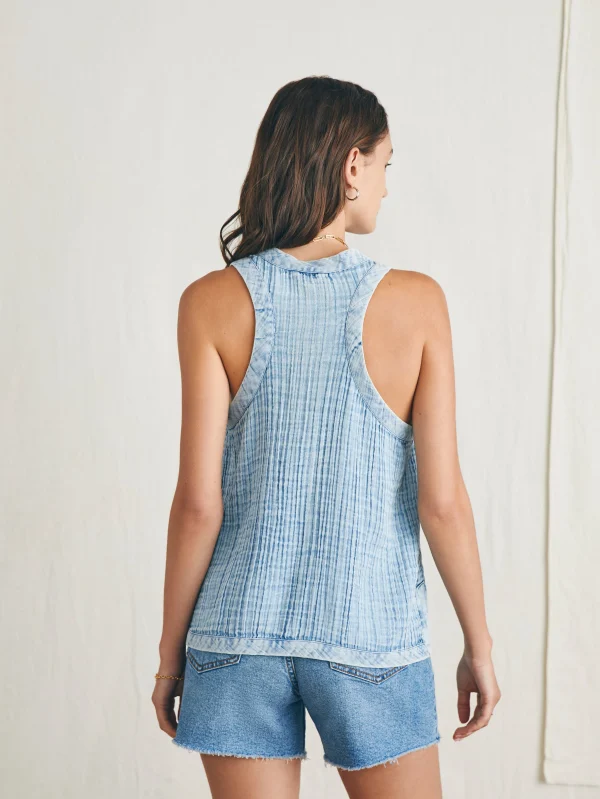 Shirts & Tops | Faherty Brand Dream Cotton Gauze Scoop Neck Tank - Light Indigo Wash