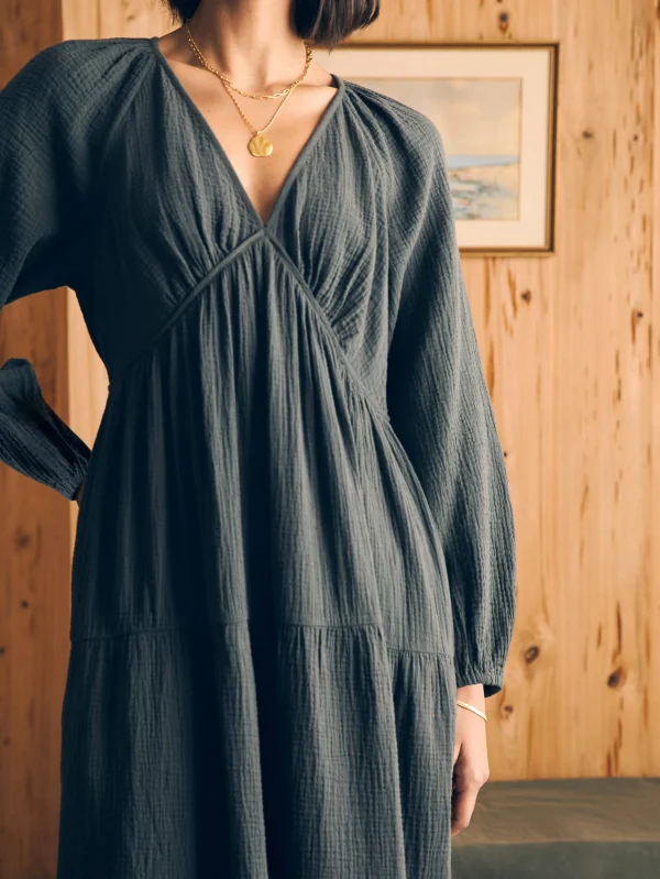 Dresses | Faherty Brand Dream Cotton Gauze Sirene Midi Dress - Washed Black