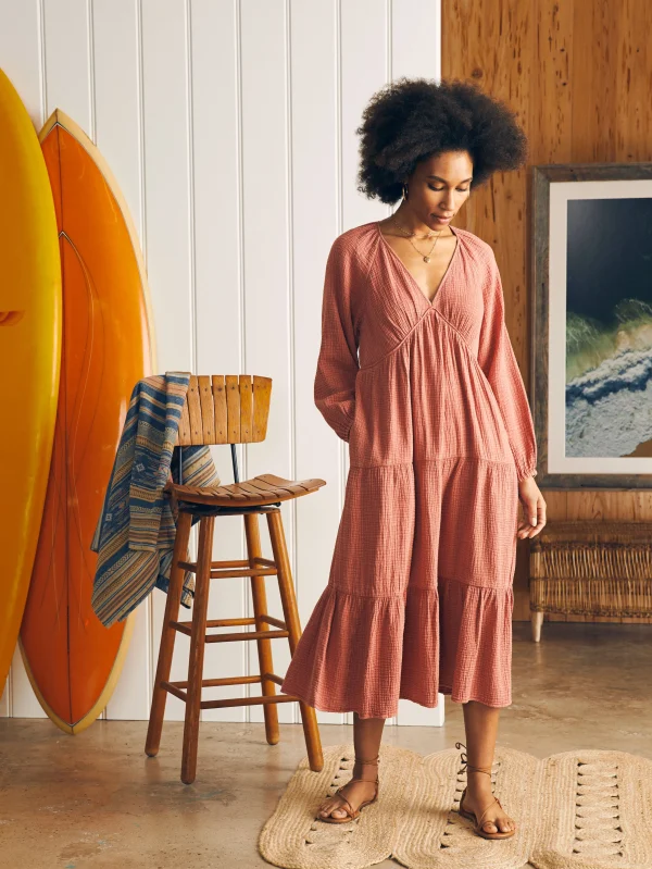 Dresses | Faherty Brand Dream Cotton Gauze Sirene Midi Dress - Kelly Pink