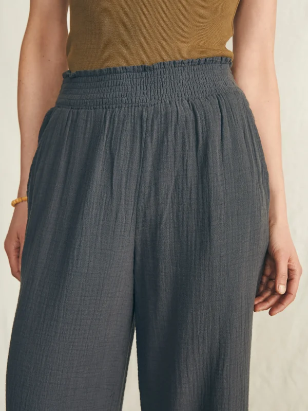 Pants | Swim | Faherty Brand Dream Cotton Gauze Wide Leg Pant - Washed Black