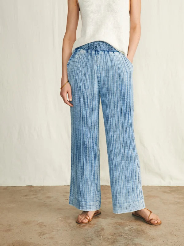 Pants | Swim | Faherty Brand Dream Cotton Gauze Wide Leg Pant - Light Indigo Wash