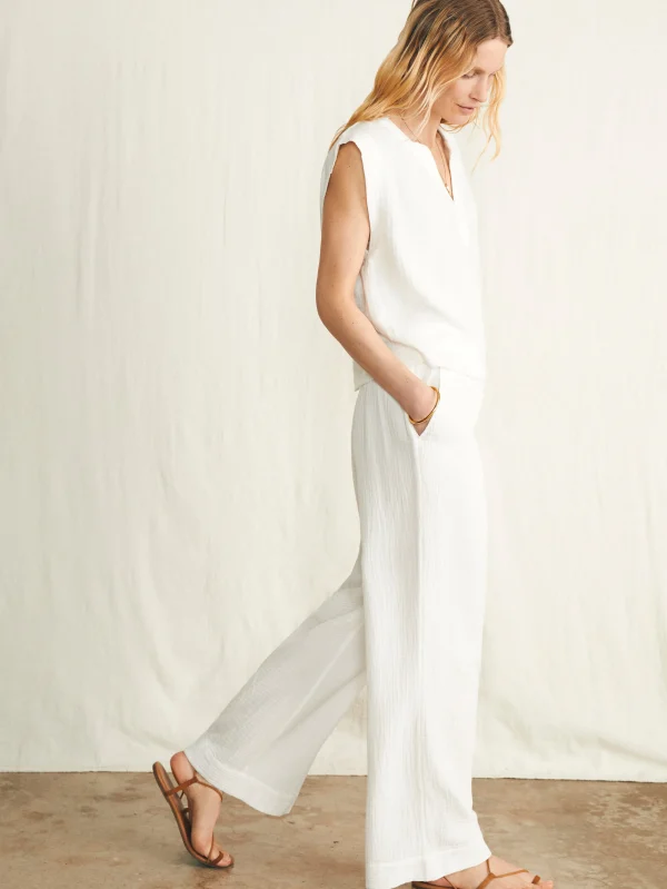 Pants | Faherty Brand Dream Cotton Gauze Wide Leg Pant - White