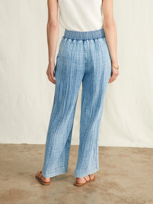 Pants | Swim | Faherty Brand Dream Cotton Gauze Wide Leg Pant - Light Indigo Wash