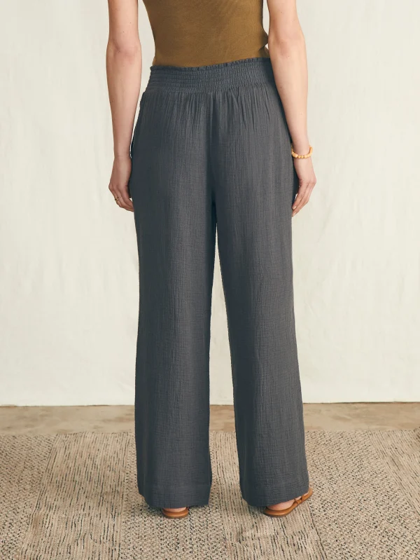 Pants | Swim | Faherty Brand Dream Cotton Gauze Wide Leg Pant - Washed Black