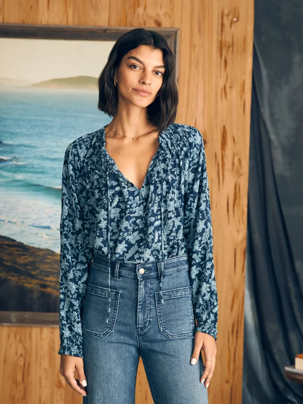 Shirts & Tops | Faherty Brand Emery Top - Blue Esna Floral