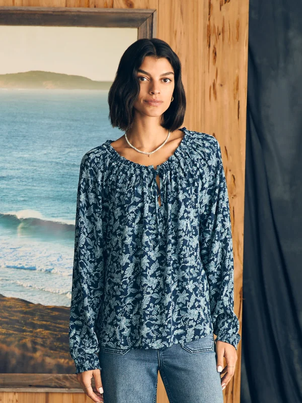 Shirts & Tops | Faherty Brand Emery Top - Blue Esna Floral